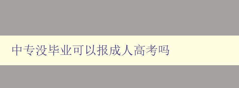 中专没毕业可以报成人高考吗 中专没毕业可以报成人高考吗