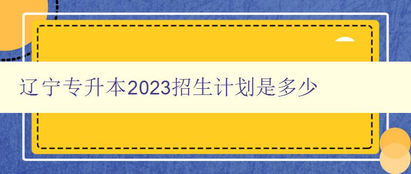 辽宁专升本2023招生计划是多少 详细解读辽宁省专升本招生计划