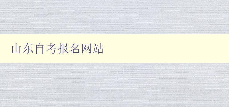 山东自考报名网站 山东自考报名网站
