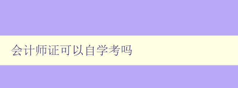 会计师证可以自学考吗 会计师证可以自学考吗