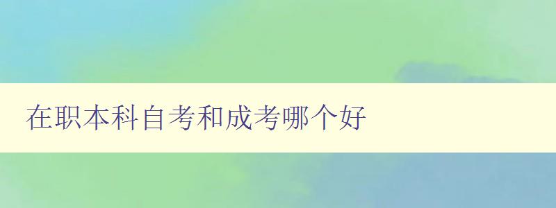在职本科自考和成考哪个好 选择合适自己的升学方式 在职本科自考和成考哪个好 选择合适自己的升学方式