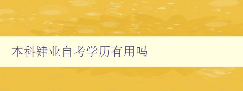 本科肄业自考学历有用吗 探讨自考学历的价值和优劣 本科肄业自考学历有用吗 探讨自考学历的价值和优劣