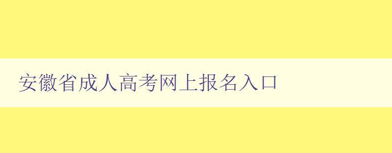 安徽省成人高考网上报名入口