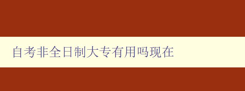 自考非全日制大专有用吗现在 解析就业市场对非全日制大专的需求