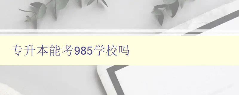 专升本能考985学校吗 985高校专升本政策解析