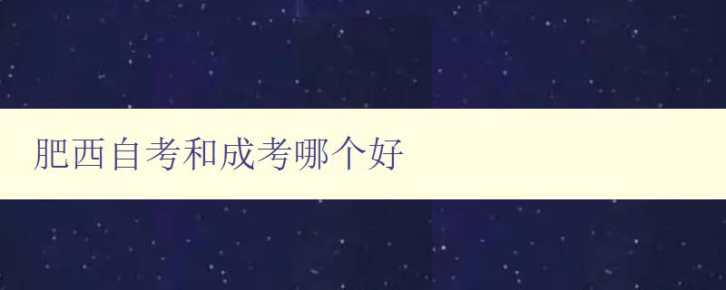 肥西自考和成考哪个好 选择肥西教育考试方式的比较分析 肥西自考和成考哪个好 选择肥西教育考试方式的比较分析