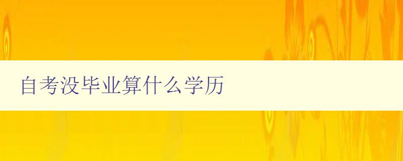 自考没毕业算什么学历 解析自考的含义和用途