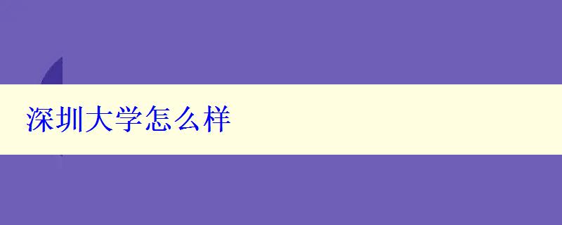 深圳大学怎么样