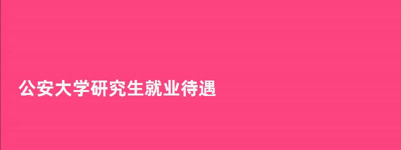 公安大学研究生就业待遇,公安大学研究生就业