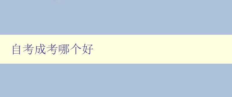 自考成考哪个好 对比自考和成考的优缺点，帮你选择更适合自己的考试方式