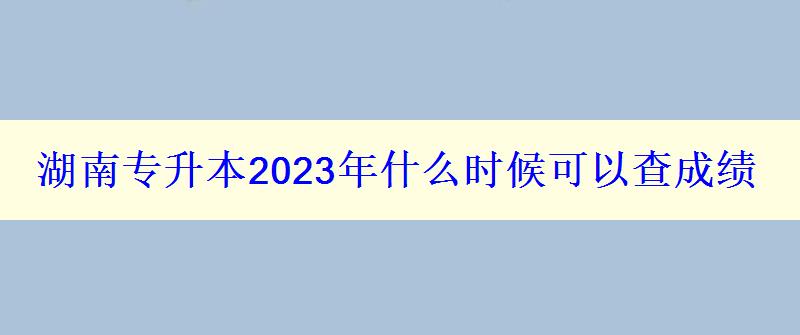 湖南专升本2023年什么时候可以查成绩