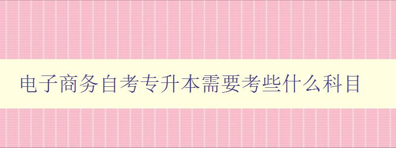 电子商务自考专升本需要考些什么科目