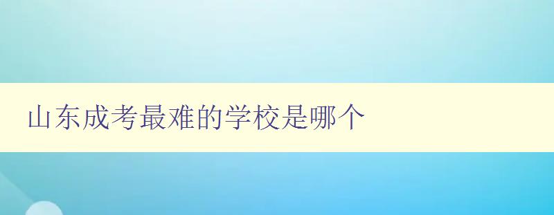 山东成考最难的学校是哪个 揭秘山东成考难度最高的院校 山东成考最难的学校是哪个 揭秘山东成考难度最高的院校