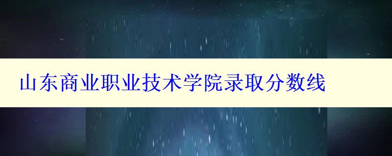 山东商业职业技术学院录取分数线