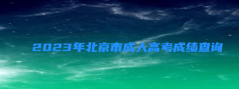  2023年北京市成人高考成绩查询时间