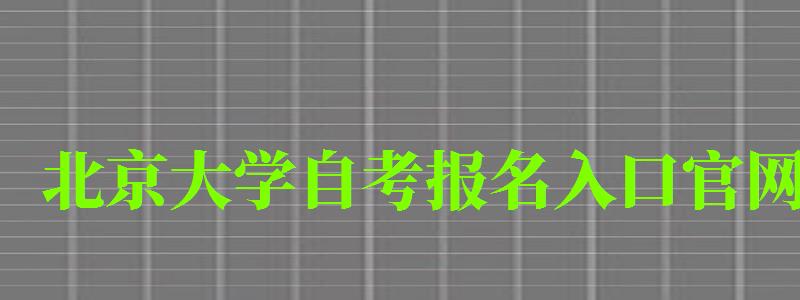 北京大学自考报名入口官网（北京大学自考报名入口官网网址）