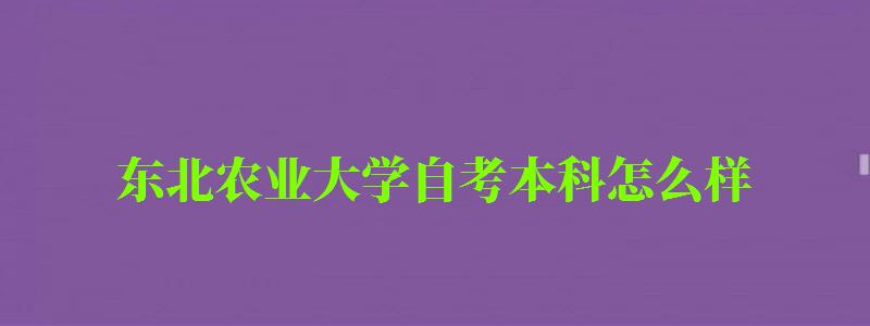 东北农业大学自考本科怎么样（东北农业大学自考本科怎么样啊）