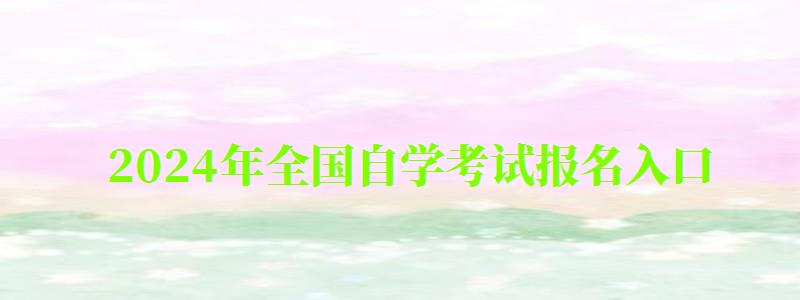 2024年全国自学考试报名入口