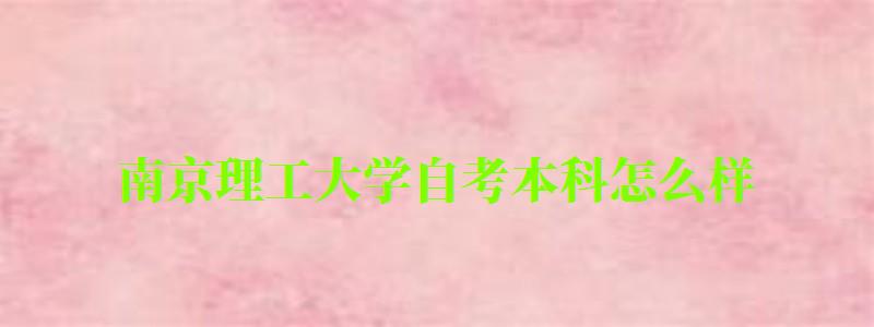 南京理工大学自考本科怎么样(南京理工大学自考本科怎么样)