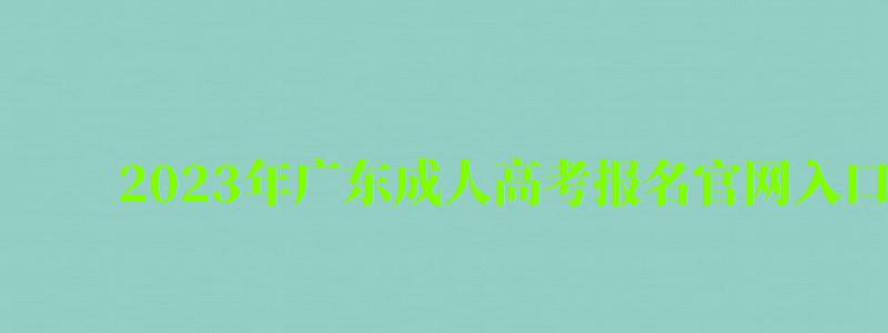 2023年广东成人高考报名官网入口