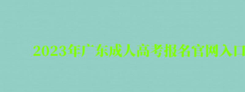 2023年广东成人高考报名官网入口