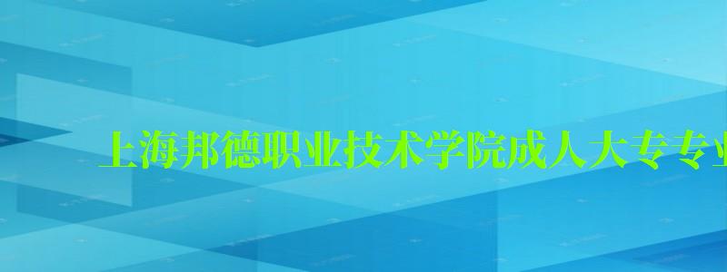 上海邦德职业技术学院成人大专专业有哪些