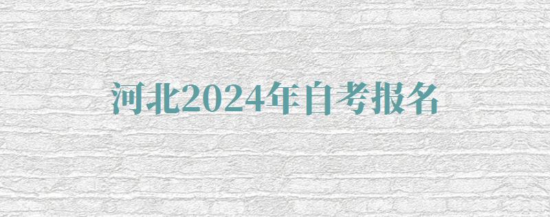 河北2024年自考报名