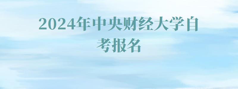 2024年中央财经大学自考报名 2024年中央财经大学自考报名
