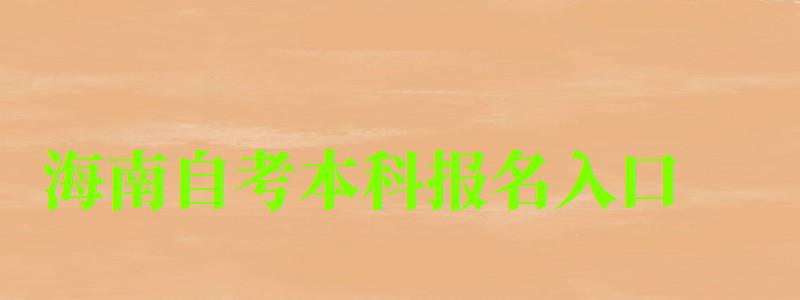 海南自考本科报名入口