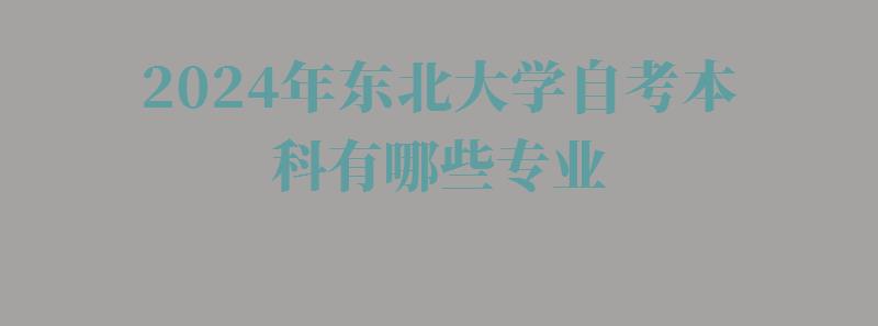 2024年东北大学自考本科有哪些专业