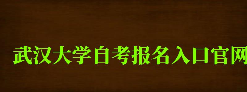 武汉大学自考报名入口官网