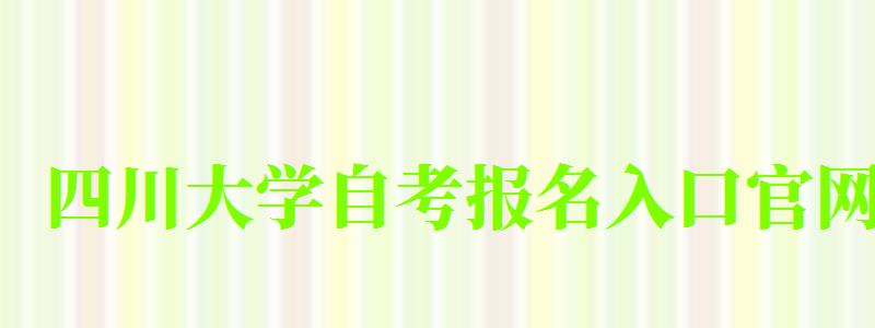 四川大学自考报名入口官网