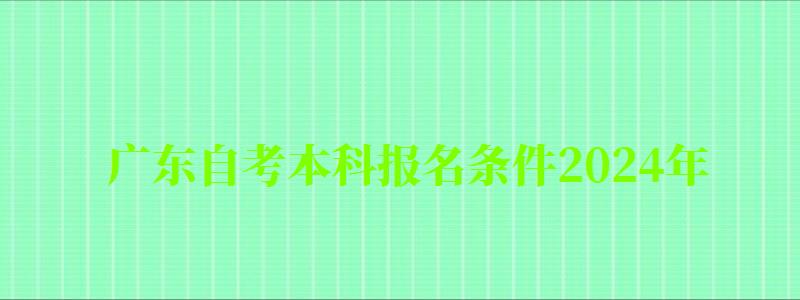 广东自考本科报名条件2024年