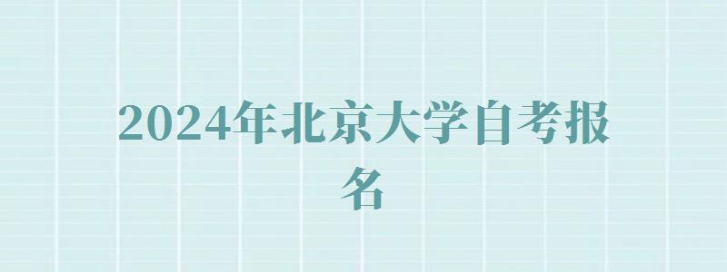 2024年北京大学自考报名 2024年北京大学自考报名
