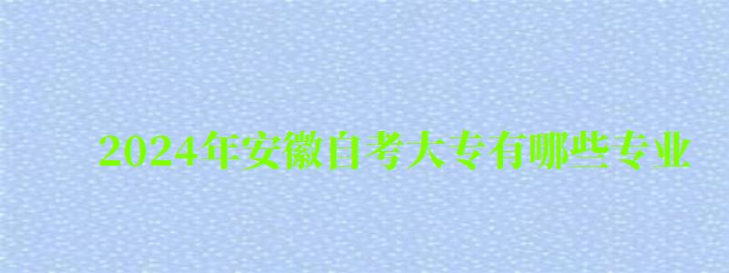2024年安徽自考大专有哪些专业