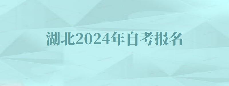 湖北2024年自考报名