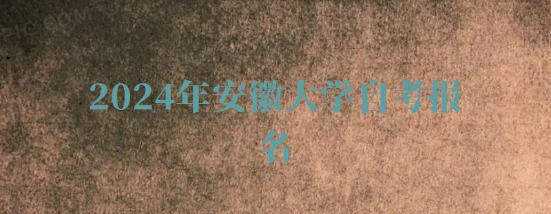 2024年安徽大学自考报名 2024年安徽大学自考报名