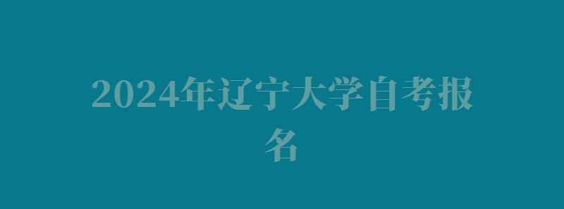 2024年辽宁大学自考报名 2024年辽宁大学自考报名