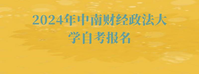 2024年中南财经政法大学自考报名