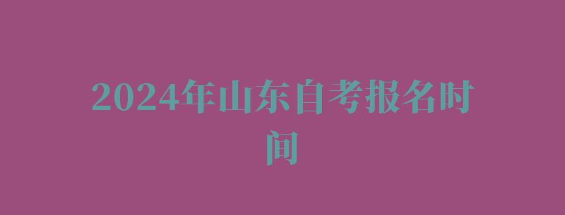 2024年山东自考报名时间